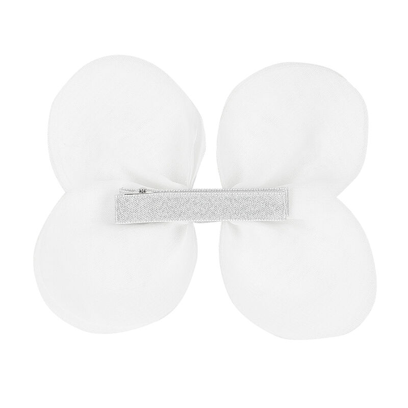 Girls White Bow Hair Clip, 1, hi-res image number null