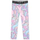 Girls Pink & Blue Logo Orchidee Leggings, 1, hi-res