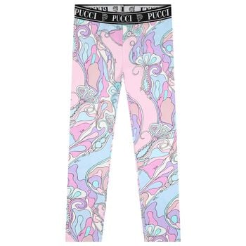 Girls Pink & Blue Logo Orchidee Leggings