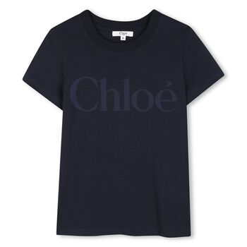 Girls Mini Me Navy Blue Logo T-Shirt