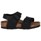 Younger Black Faux Leather Sandals, 1, hi-res