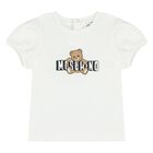 Younger Girls White & Pink Teddy Bear Shorts Set, 1, hi-res