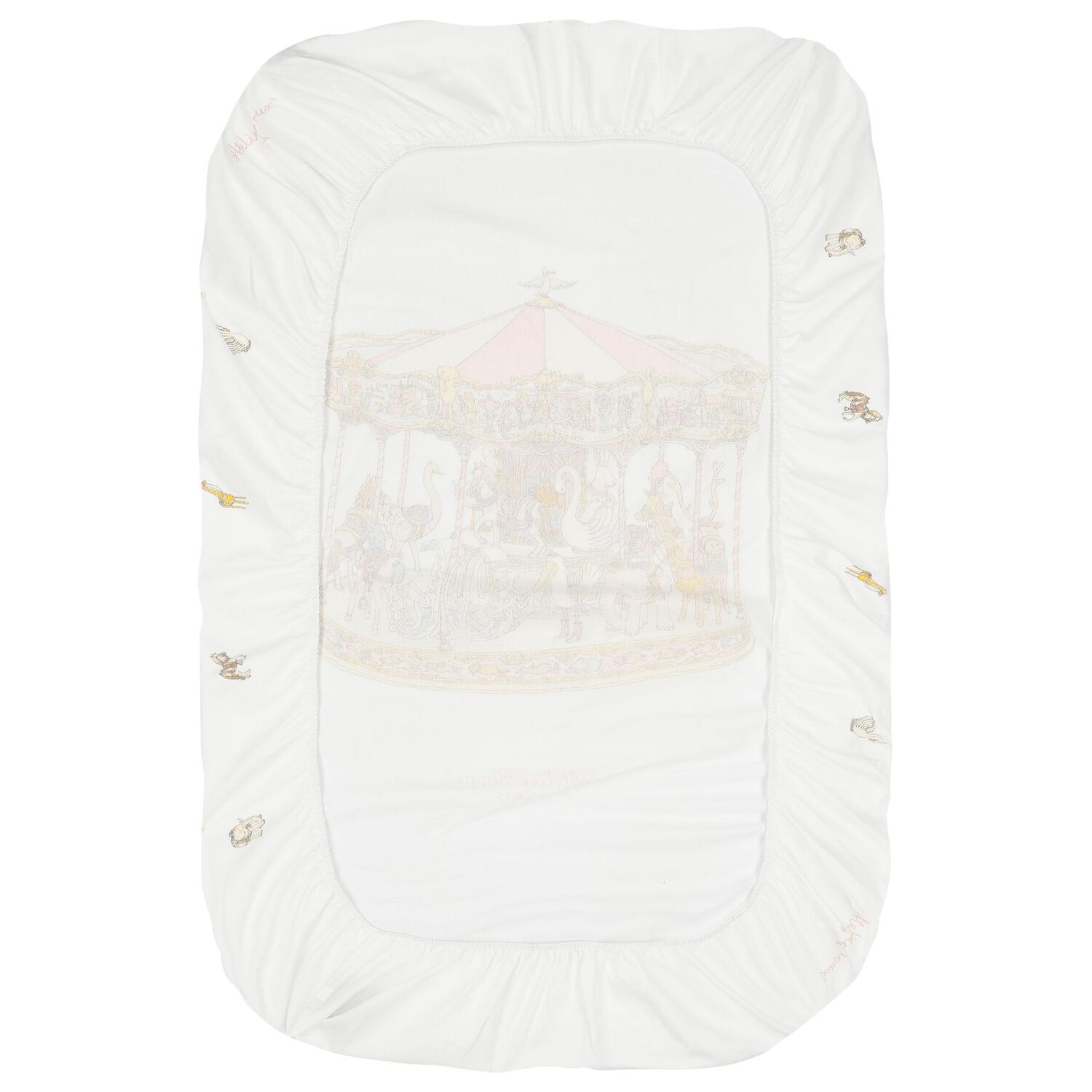 Baby Girls White & Pink Carousel Fitted Sheet, 2, hi-res