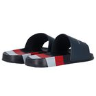 Boys Navy Blue Striped Logo Sliders, 1, hi-res