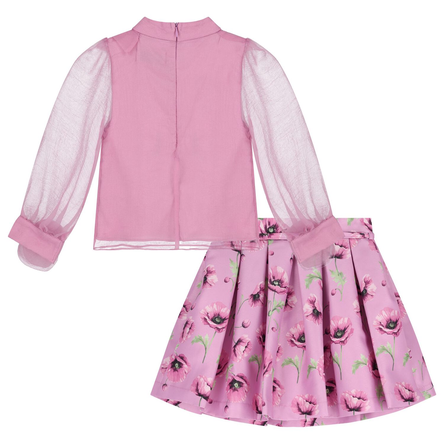 Girls Pink Floral Skirt Set, 1, hi-res image number null