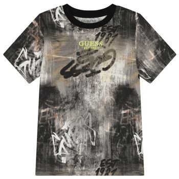 Boys Beige & Grey Logo T-Shirt