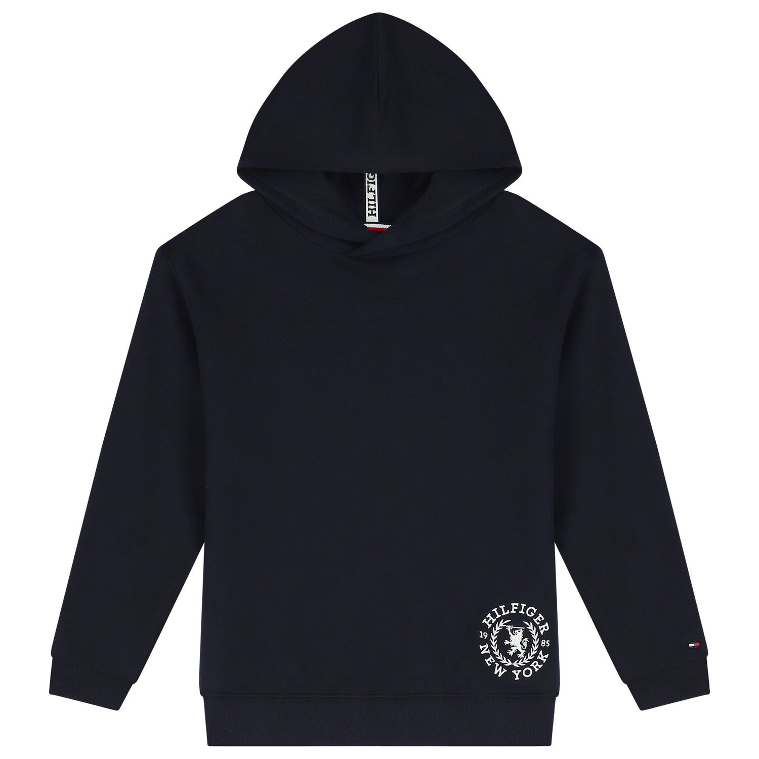 Boys Navy Blue Logo Hooded Top, 1, hi-res