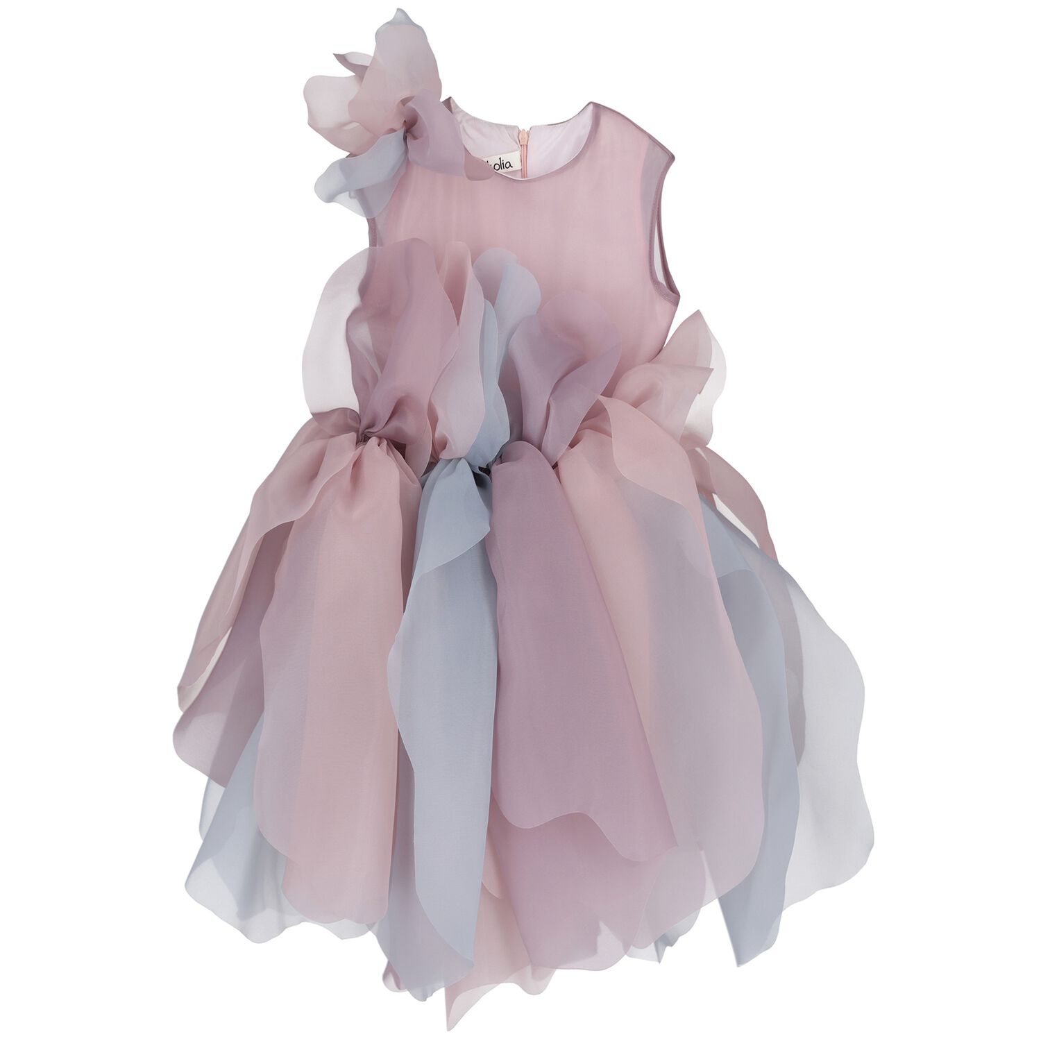 Girls Pink & Purple Organza Flower Dress, 1, hi-res