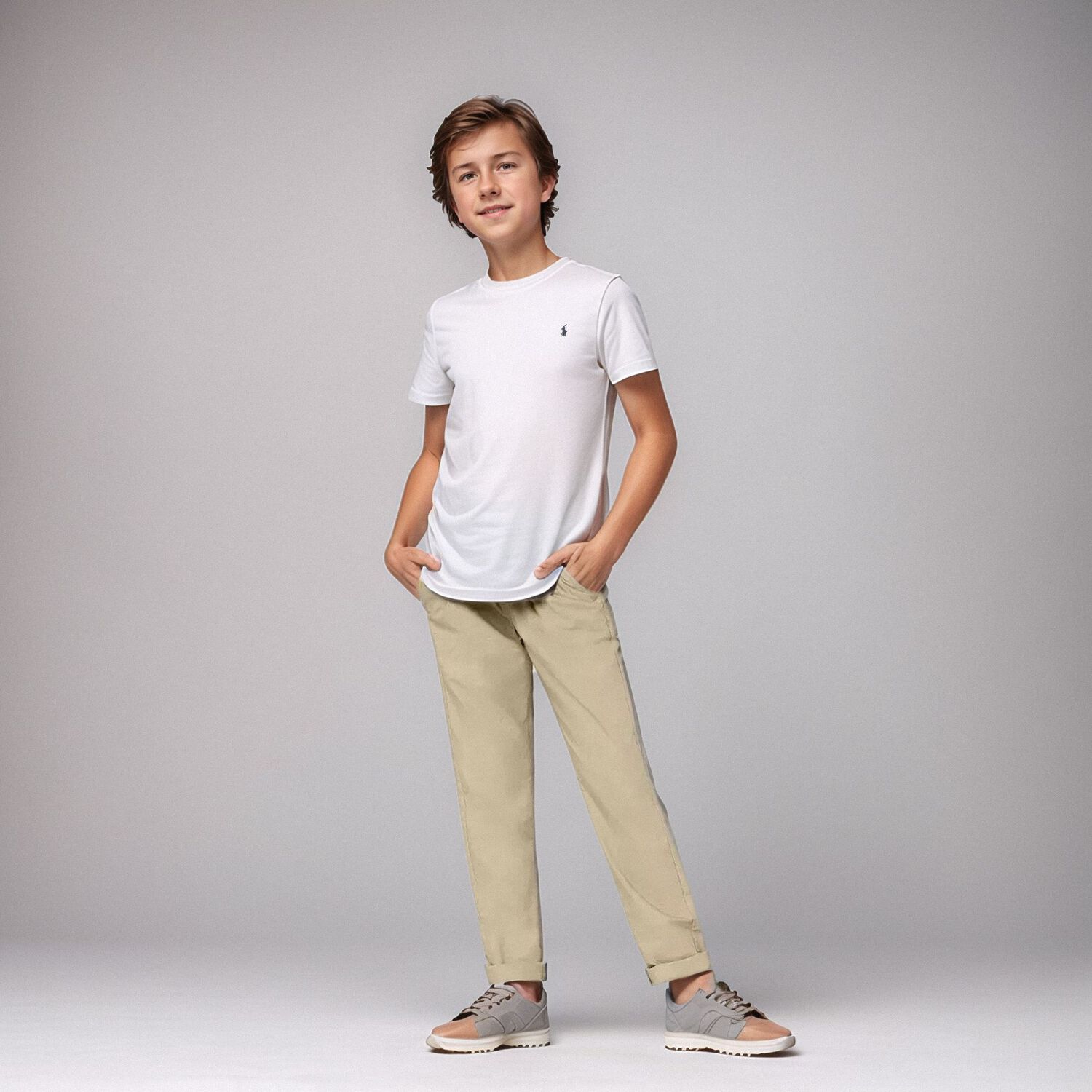 Boys Beige Logo Trousers, 1, hi-res image number null