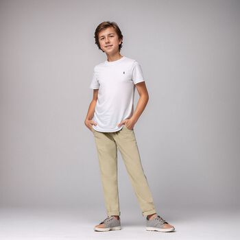 Boys Beige Logo Trousers