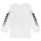 Boys White Logo Long Sleeve Top, 1, hi-res