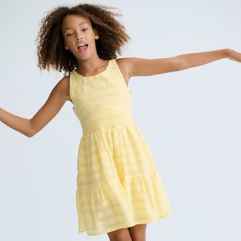 Girls Yellow Tiered Dress