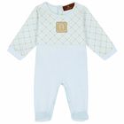 Baby Boys Blue & Gold Logo Babygrow, 1, hi-res
