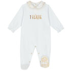 Baby Girls White Logo Babygrow, 1, hi-res