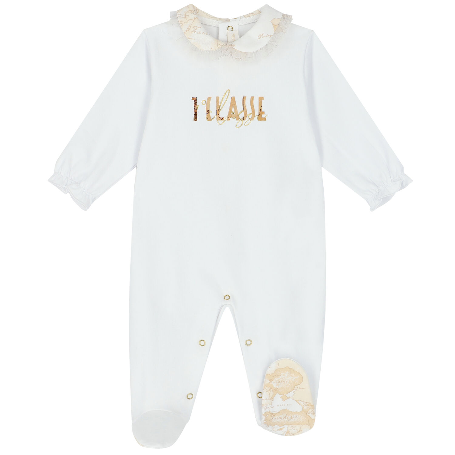 Baby Girls White Logo Babygrow, 1, hi-res