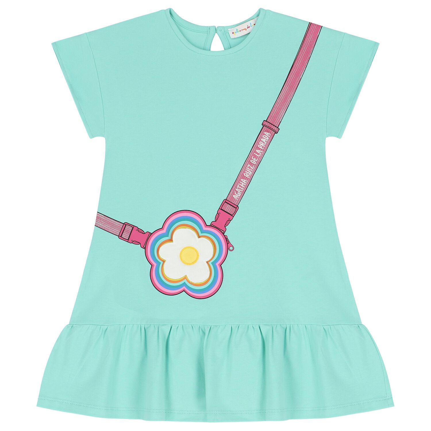 Girls Aqua Flower Bag Dress, 1, hi-res