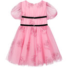 Girls Pink Roses Tulle Dress, 1, hi-res