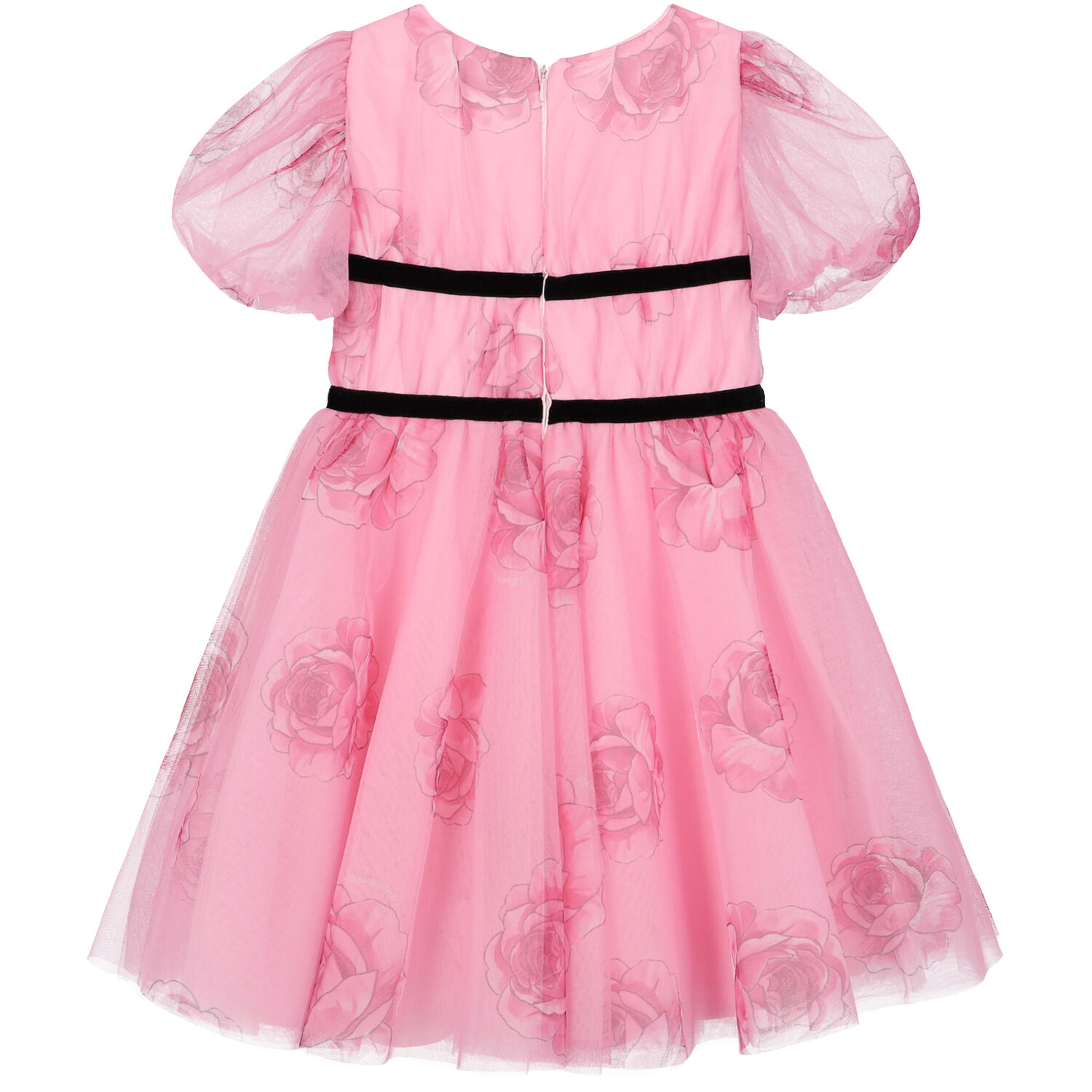 Girls Pink Roses Tulle Dress, 1, hi-res