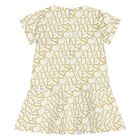 Younger Girls Ivory & Gold Logo Dress, 1, hi-res