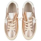 Girls Rose Gold Leather Trainers, 1, hi-res