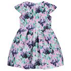 Girls Lilac Floral Satin Dress, 1, hi-res