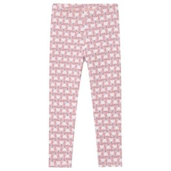 Girls Pink Floral Leggings