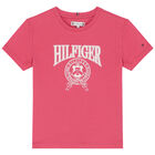 Girls Pink Varsity Logo T-Shirt, 2, hi-res