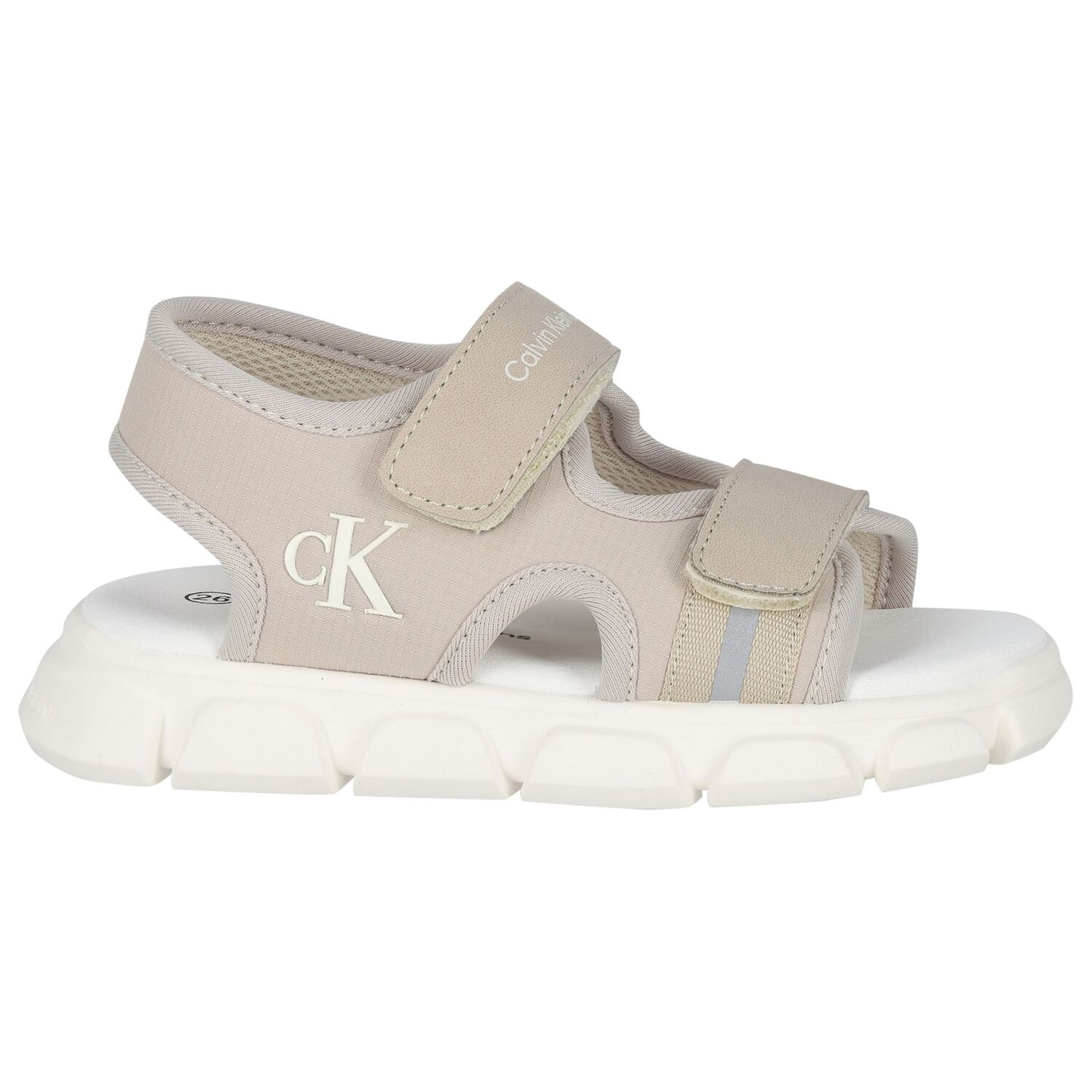 Beige & White Younger Logo Sandals, 1, hi-res image number null
