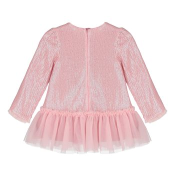 Younger Girls Pink Embellished Sequin Dress