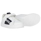 Boys White & Black Logo Trainers, 1, hi-res
