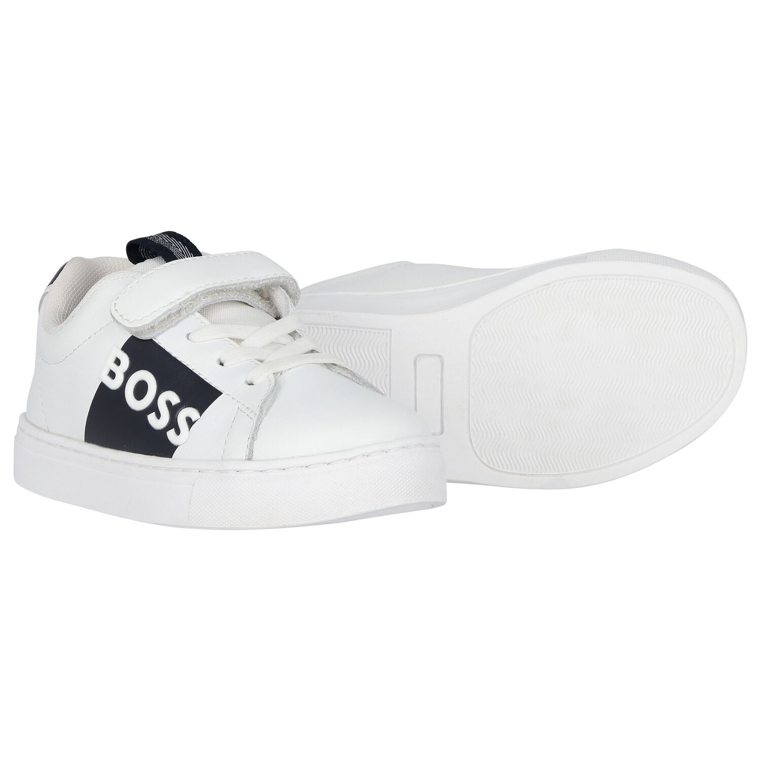 Boys White & Black Logo Trainers, 1, hi-res image number null