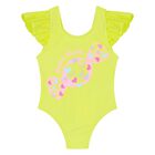 Younger Girls Yellow Candy Logo Swimsuit, 1, hi-res