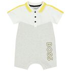 Baby Boys Grey Logo Polo Romper, 3, hi-res