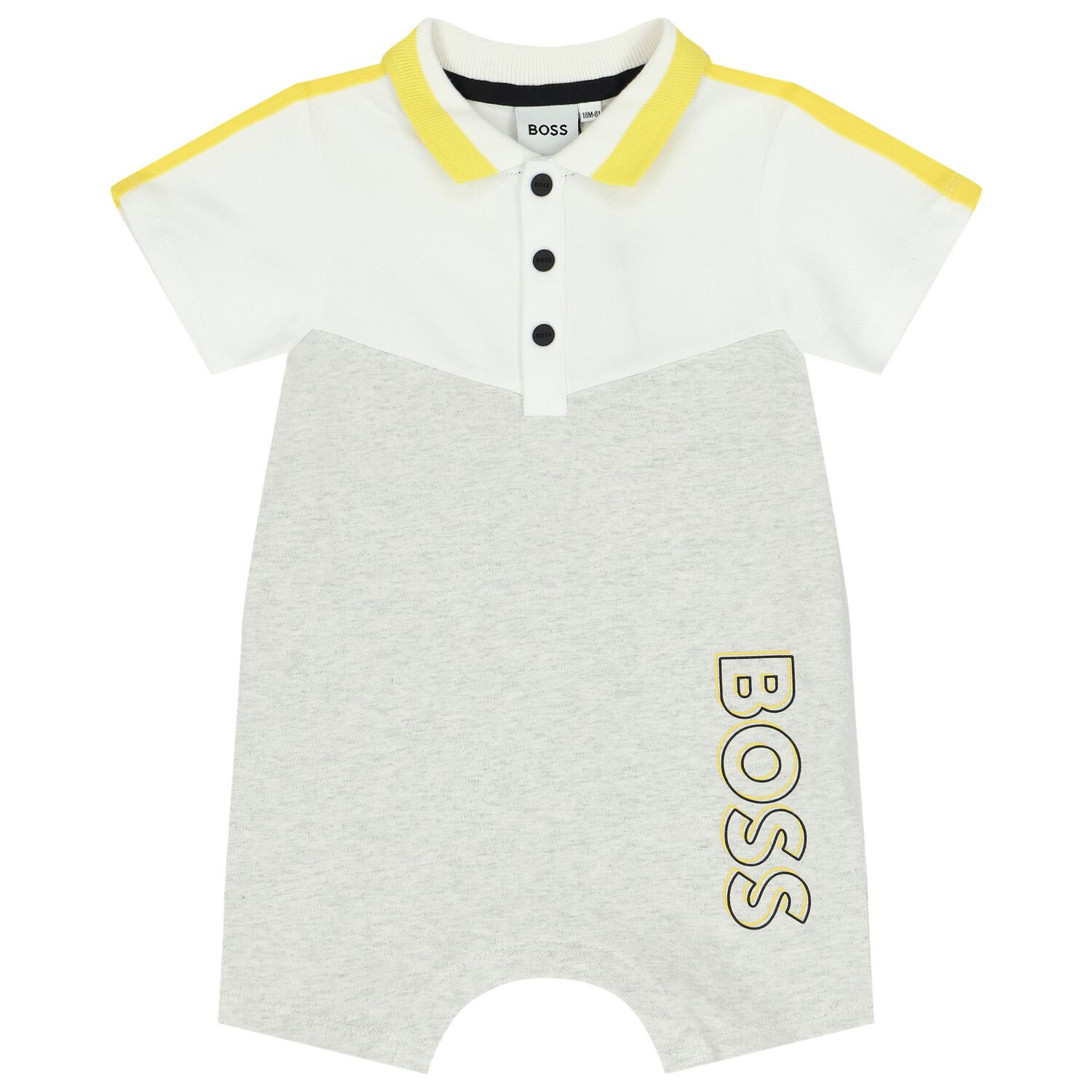 Baby Boys Grey Logo Polo Romper, 3, hi-res