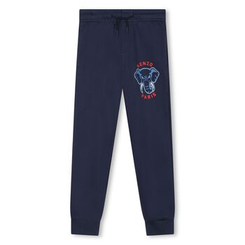 Boys Navy Blue Elephant Logo Joggers