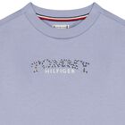 Girls Blue Floral Logo Sweatshirt Dress, 2, hi-res