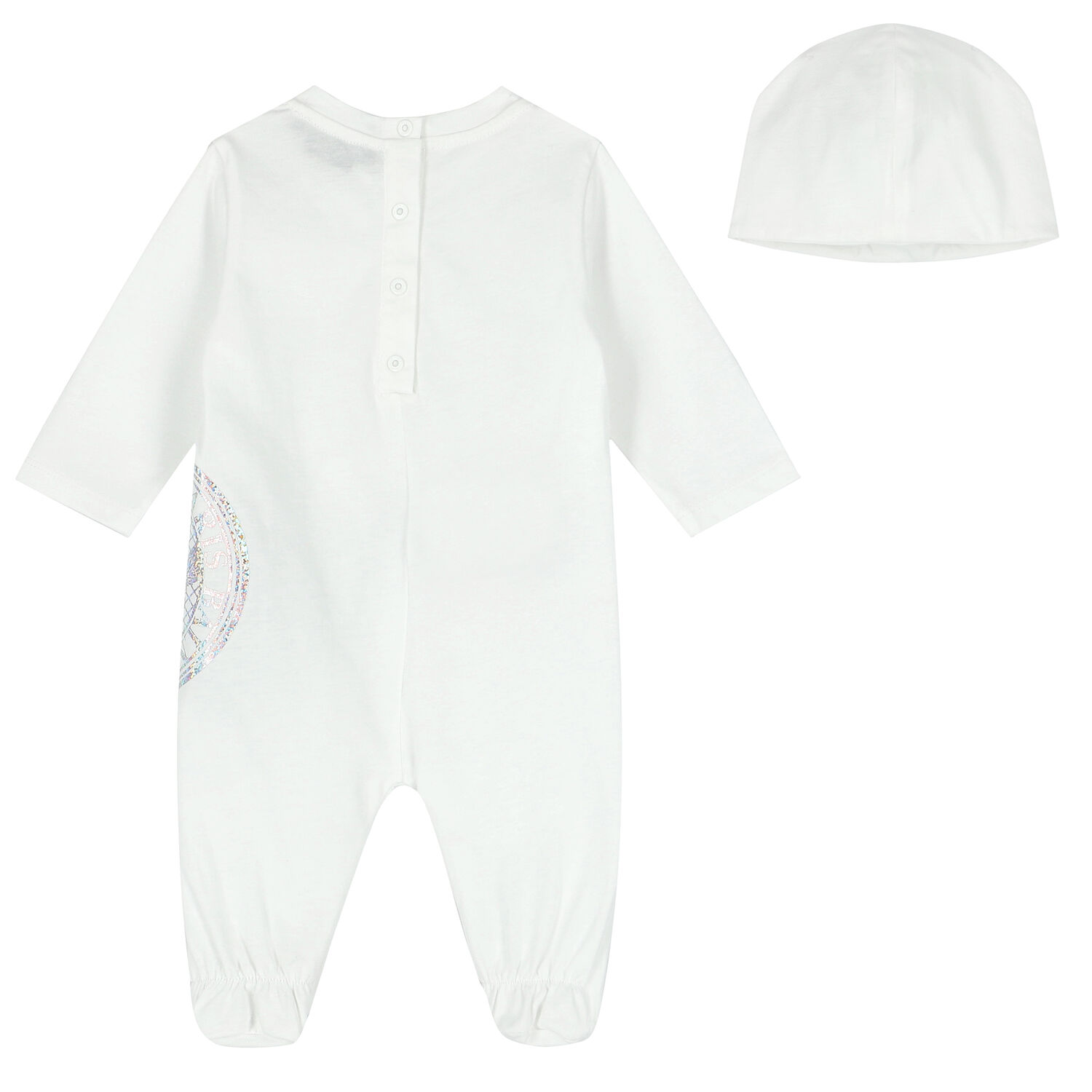 White Logo Babygrow Set, 1, hi-res