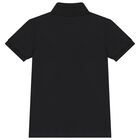 Boys Black Teddy Bear Logo Polo Shirt, 2, hi-res