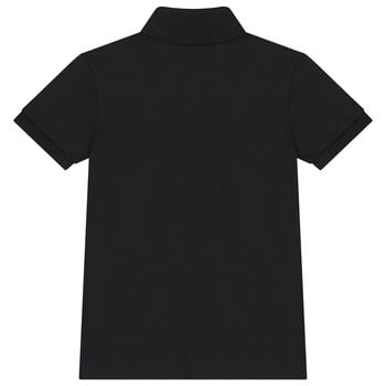 Boys Black Teddy Bear Logo Polo Shirt