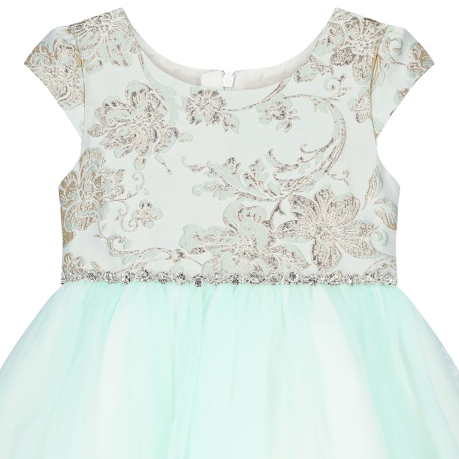 Girls Green Floral Jacquard Dress, 1, hi-res image number null