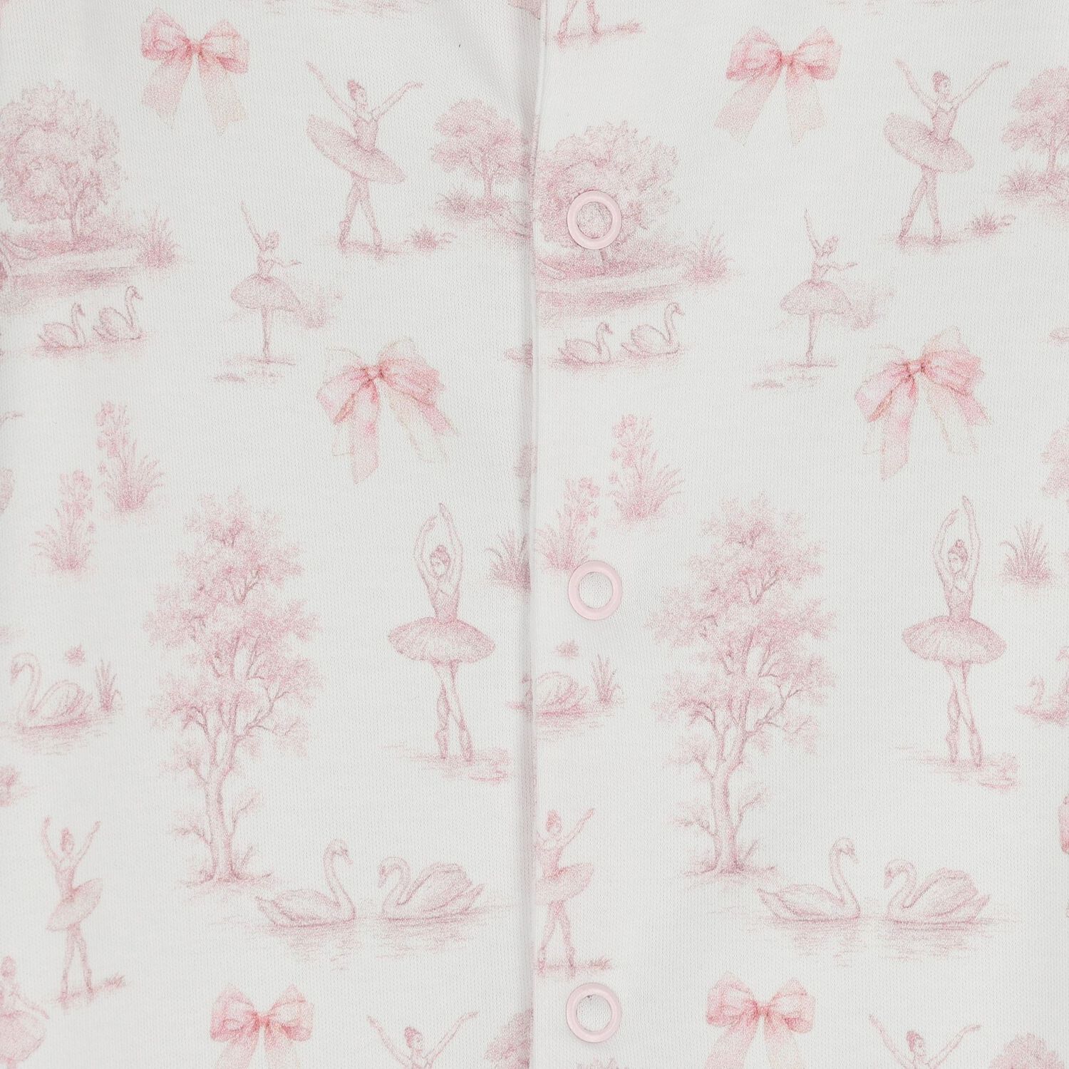 Baby Girls White & Pink Swan Babygrow, 1, hi-res