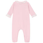 Baby Girls Pink Ruffle Babygrow, 1, hi-res