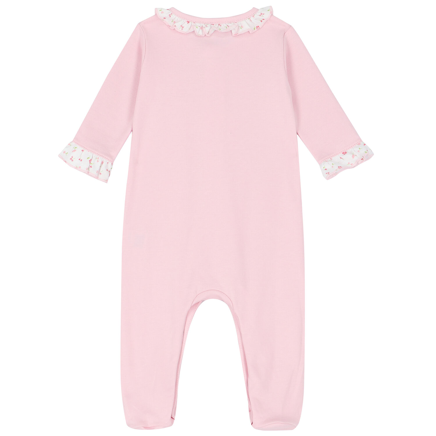 Baby Girls Pink Ruffle Babygrow, 1, hi-res