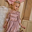 Girls Pink Glittery Plisse Dress, 1, hi-res