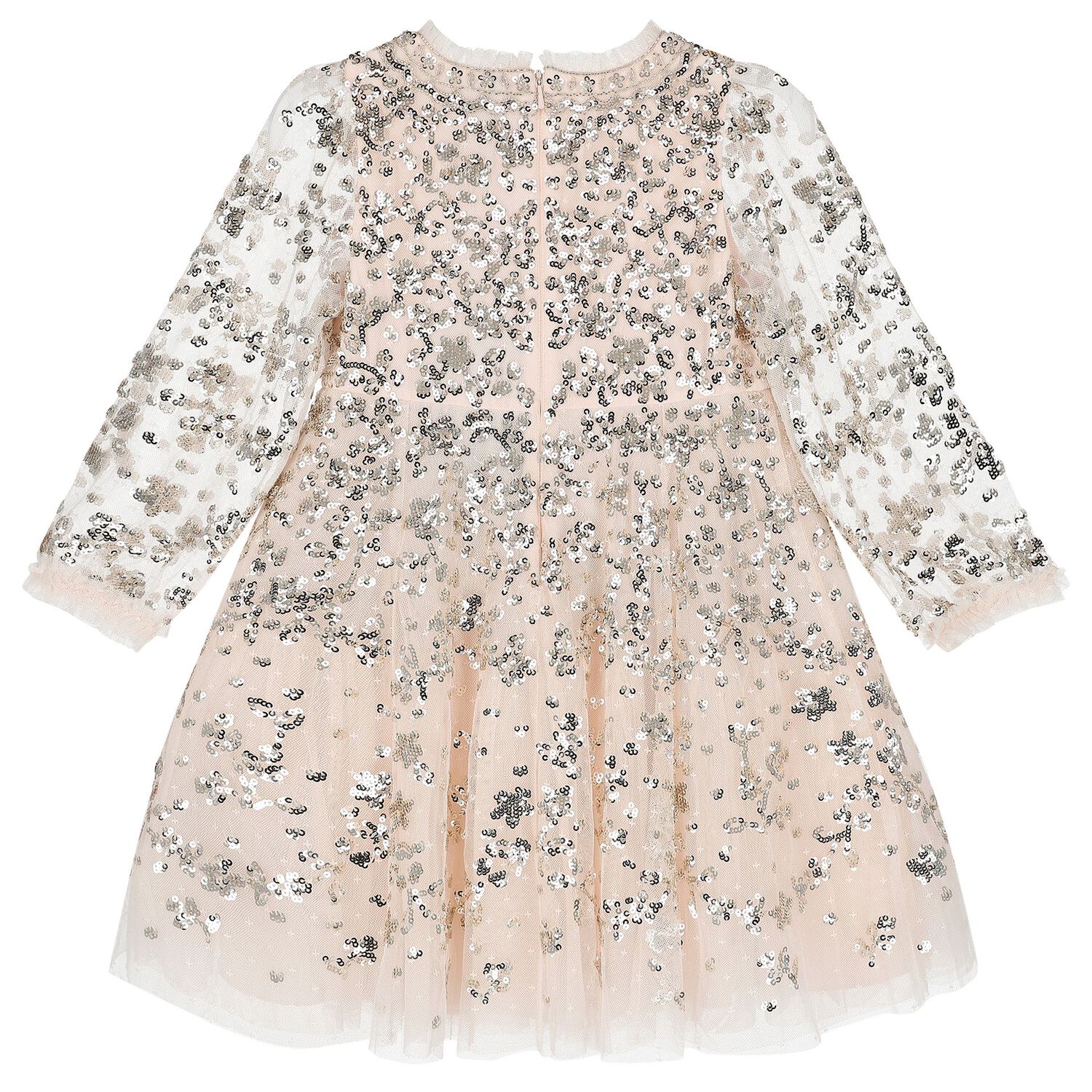 Girls Pink Sequin Tulle Dress, 1, hi-res