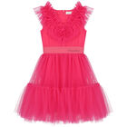 Girls Pink Ruffled Tulle Dress, 1, hi-res