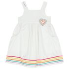 Girls White Heart Dress, 1, hi-res