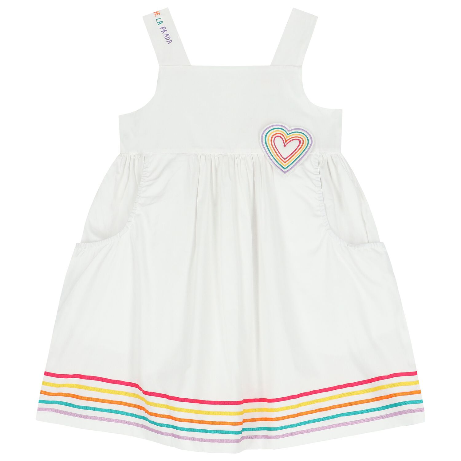 Girls White Heart Dress, 1, hi-res