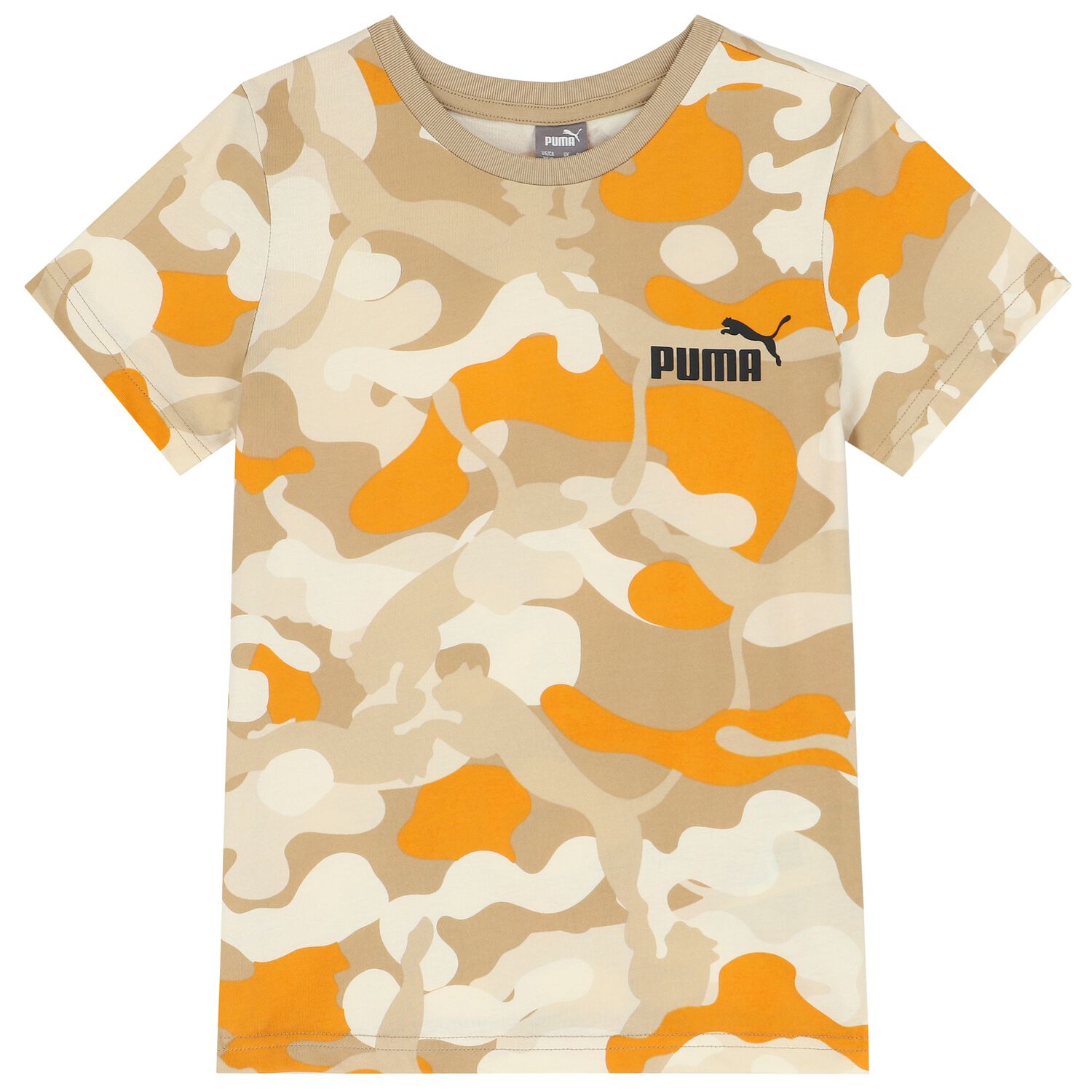 Boys Beige, Ivory & Orange Camouflage Logo T-Shirt, 3, hi-res image number null
