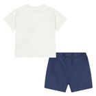 Younger Boys White & Blue Shorts Set, 2, hi-res